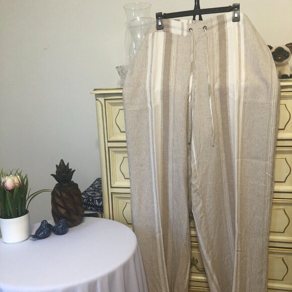 Westport tan and cream stripe full length pants - Size 2X - Picture 2 of 6